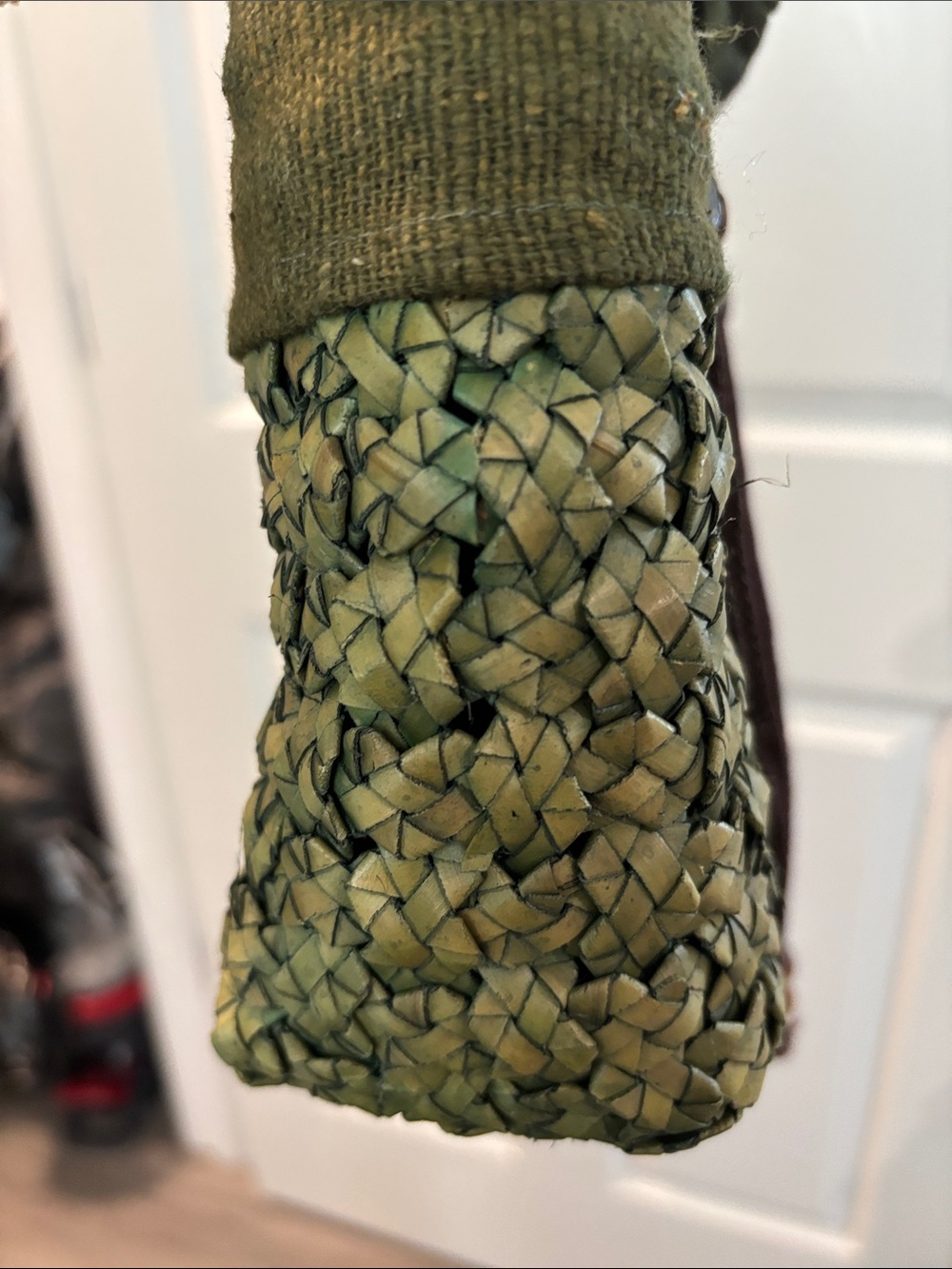 Olive Green Woven Top-Handle Women’s Bag - Picture 3 of 7